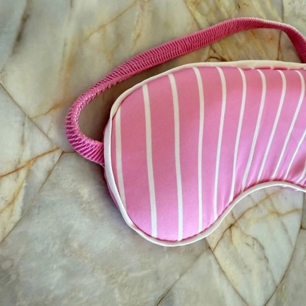 padded Satin silky pink stripe sleep mask One Size
